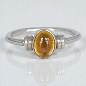 intage Sterling Silver 925 Oval Citrine Ring Minimalist SIZE 5.5 1.8g